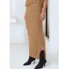 imagePRETTYGARDEN Womens Two Piece Matching Sweater Sets Knit Long Sleeve Pullover Tops Bodycon Long Maxi Skirts Fall OutfitsKhaki