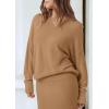 imagePRETTYGARDEN Womens Two Piece Matching Sweater Sets Knit Long Sleeve Pullover Tops Bodycon Long Maxi Skirts Fall OutfitsKhaki
