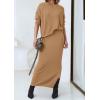 imagePRETTYGARDEN Womens Two Piece Matching Sweater Sets Knit Long Sleeve Pullover Tops Bodycon Long Maxi Skirts Fall OutfitsKhaki