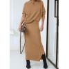 imagePRETTYGARDEN Womens Two Piece Matching Sweater Sets Knit Long Sleeve Pullover Tops Bodycon Long Maxi Skirts Fall OutfitsKhaki
