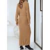 imagePRETTYGARDEN Womens Two Piece Matching Sweater Sets Knit Long Sleeve Pullover Tops Bodycon Long Maxi Skirts Fall OutfitsKhaki