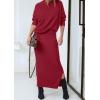 imagePRETTYGARDEN Womens Two Piece Matching Sweater Sets Knit Long Sleeve Pullover Tops Bodycon Long Maxi Skirts Fall OutfitsWine Red