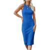 imagePRETTYGARDEN Women Bodycon Midi Dress 2025 Summer Spring Casual Vacation Sundress Fitted Sleeveless Tank DressesBlue