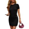 imagePRETTYGARDEN Womens Spring Dresses 2025 Summer Work Business Casual Bodycon Short Sleeve Sweater Cocktail Sheath DressBlack