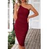 imagePRETTYGARDEN One Shoulder Dresses for Women 2025 Summer Ruched Mesh Asymmetrical Cocktail Wedding Guest Bodycon DressWine Red