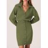 imagePRETTYGARDEN Sweater Dresses for Women 2025 Trendy Long Sleeve Button Down Short Spring DressArmy Green