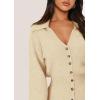 imagePRETTYGARDEN Sweater Dresses for Women 2025 Trendy Long Sleeve Button Down Short Spring DressBeige
