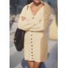 imagePRETTYGARDEN Sweater Dresses for Women 2025 Trendy Long Sleeve Button Down Short Spring DressBeige