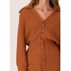 imagePRETTYGARDEN Sweater Dresses for Women 2025 Trendy Long Sleeve Button Down Short Spring DressBrick Red