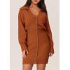 imagePRETTYGARDEN Sweater Dresses for Women 2025 Trendy Long Sleeve Button Down Short Spring DressBrick Red