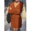 imagePRETTYGARDEN Sweater Dresses for Women 2025 Trendy Long Sleeve Button Down Short Spring DressBrick Red