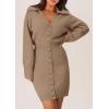 imagePRETTYGARDEN Sweater Dresses for Women 2025 Trendy Long Sleeve Button Down Short Spring DressCamel