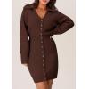imagePRETTYGARDEN Sweater Dresses for Women 2025 Trendy Long Sleeve Button Down Short Spring DressCoffee