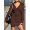 imagePRETTYGARDEN Sweater Dresses for Women 2025 Trendy Long Sleeve Button Down Short Spring DressCoffee