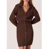imagePRETTYGARDEN Sweater Dresses for Women 2025 Trendy Long Sleeve Button Down Short Spring DressCoffee