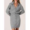 imagePRETTYGARDEN Sweater Dresses for Women 2025 Trendy Long Sleeve Button Down Short Spring DressGrey