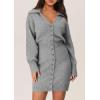 imagePRETTYGARDEN Sweater Dresses for Women 2025 Trendy Long Sleeve Button Down Short Spring DressGrey