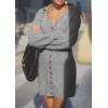 imagePRETTYGARDEN Sweater Dresses for Women 2025 Trendy Long Sleeve Button Down Short Spring DressGrey
