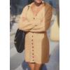 imagePRETTYGARDEN Sweater Dresses for Women 2025 Trendy Long Sleeve Button Down Short Spring DressKhaki