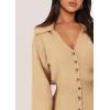 imagePRETTYGARDEN Sweater Dresses for Women 2025 Trendy Long Sleeve Button Down Short Spring DressKhaki
