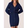 imagePRETTYGARDEN Sweater Dresses for Women 2025 Trendy Long Sleeve Button Down Short Spring DressNavy