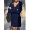 imagePRETTYGARDEN Sweater Dresses for Women 2025 Trendy Long Sleeve Button Down Short Spring DressNavy