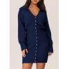imagePRETTYGARDEN Sweater Dresses for Women 2025 Trendy Long Sleeve Button Down Short Spring DressNavy