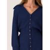 imagePRETTYGARDEN Sweater Dresses for Women 2025 Trendy Long Sleeve Button Down Short Spring DressNavy