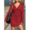 imagePRETTYGARDEN Sweater Dresses for Women 2025 Trendy Long Sleeve Button Down Short Spring DressRed