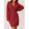 imagePRETTYGARDEN Sweater Dresses for Women 2025 Trendy Long Sleeve Button Down Short Spring DressRed