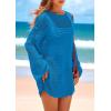 imagePRETTYGARDEN Womens 2025 Swimsuit Cover Ups Crochet Knit Bathing Suit Swimwear Summer Dresses Fashion Beach Vacation ClothesBlue