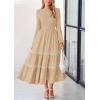imagePRETTYGARDEN Womens Spring Midi Dress Fall Elegant Long Sleeve Smocked Flowy Boho Floral Wedding Guest Party DressesApricot