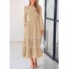 imagePRETTYGARDEN Womens Spring Midi Dress Fall Elegant Long Sleeve Smocked Flowy Boho Floral Wedding Guest Party DressesApricot
