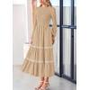 imagePRETTYGARDEN Womens Spring Midi Dress Fall Elegant Long Sleeve Smocked Flowy Boho Floral Wedding Guest Party DressesApricot