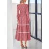 imagePRETTYGARDEN Womens Spring Midi Dress Fall Elegant Long Sleeve Smocked Flowy Boho Floral Wedding Guest Party DressesBean Paste Pink