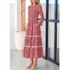 imagePRETTYGARDEN Womens Spring Midi Dress Fall Elegant Long Sleeve Smocked Flowy Boho Floral Wedding Guest Party DressesBean Paste Pink