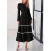 imagePRETTYGARDEN Womens Spring Midi Dress Fall Elegant Long Sleeve Smocked Flowy Boho Floral Wedding Guest Party DressesBlack