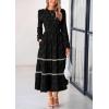 imagePRETTYGARDEN Womens Spring Midi Dress Fall Elegant Long Sleeve Smocked Flowy Boho Floral Wedding Guest Party DressesBlack
