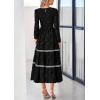 imagePRETTYGARDEN Womens Spring Midi Dress Fall Elegant Long Sleeve Smocked Flowy Boho Floral Wedding Guest Party DressesBlack