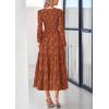 imagePRETTYGARDEN Womens Spring Midi Dress Fall Elegant Long Sleeve Smocked Flowy Boho Floral Wedding Guest Party DressesBrick Red