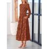 imagePRETTYGARDEN Womens Spring Midi Dress Fall Elegant Long Sleeve Smocked Flowy Boho Floral Wedding Guest Party DressesBrick Red