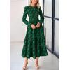 imagePRETTYGARDEN Womens Spring Midi Dress Fall Elegant Long Sleeve Smocked Flowy Boho Floral Wedding Guest Party DressesDark Green
