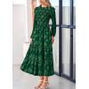 imagePRETTYGARDEN Womens Spring Midi Dress Fall Elegant Long Sleeve Smocked Flowy Boho Floral Wedding Guest Party DressesDark Green