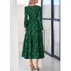 imagePRETTYGARDEN Womens Spring Midi Dress Fall Elegant Long Sleeve Smocked Flowy Boho Floral Wedding Guest Party DressesDark Green