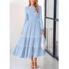 imagePRETTYGARDEN Womens Spring Midi Dress Fall Elegant Long Sleeve Smocked Flowy Boho Floral Wedding Guest Party DressesLight Blue