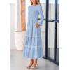 imagePRETTYGARDEN Womens Spring Midi Dress Fall Elegant Long Sleeve Smocked Flowy Boho Floral Wedding Guest Party DressesLight Blue