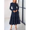 imagePRETTYGARDEN Womens Spring Midi Dress Fall Elegant Long Sleeve Smocked Flowy Boho Floral Wedding Guest Party DressesNavy