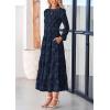 imagePRETTYGARDEN Womens Spring Midi Dress Fall Elegant Long Sleeve Smocked Flowy Boho Floral Wedding Guest Party DressesNavy