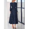 imagePRETTYGARDEN Womens Spring Midi Dress Fall Elegant Long Sleeve Smocked Flowy Boho Floral Wedding Guest Party DressesNavy