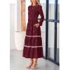 imagePRETTYGARDEN Womens Spring Midi Dress Fall Elegant Long Sleeve Smocked Flowy Boho Floral Wedding Guest Party DressesWine Red